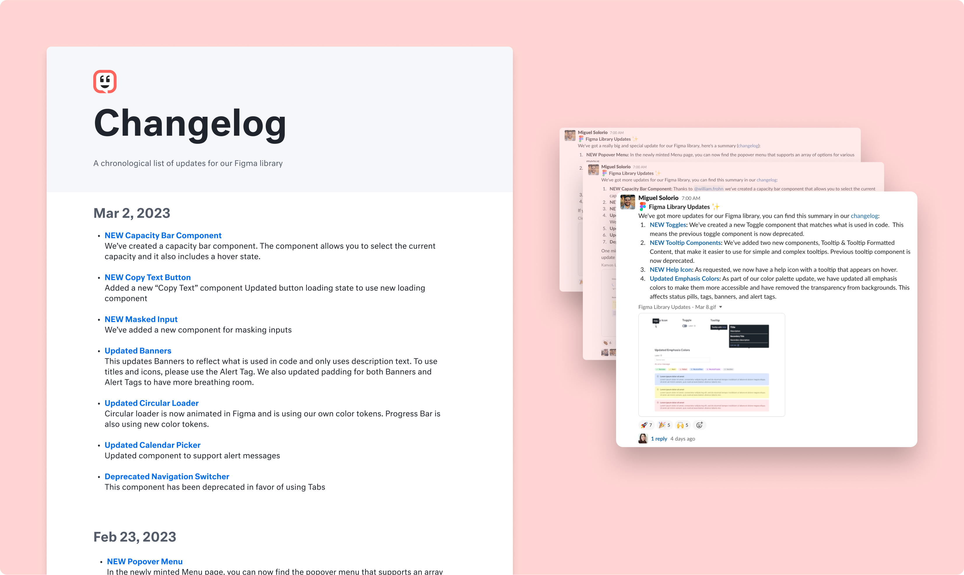 Changelog of updates in Figma